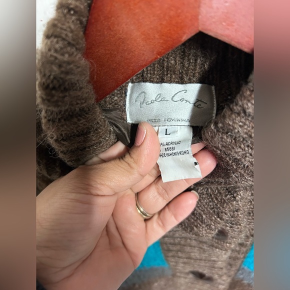 Vtg Chunky oversized cardigan multi colored abstract artsy - Picture 7 of 8